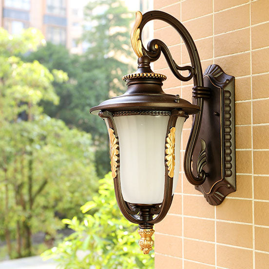 Coffee Gilded Aluminum Glass Outdoor Light