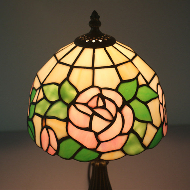 Rose Flower Stained Glass Table Lamp