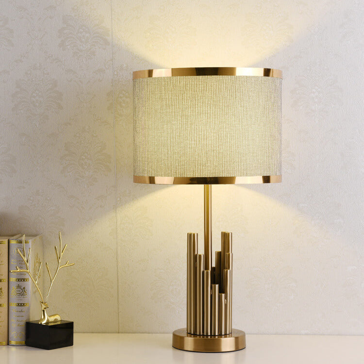 Fabric Cylindrical Design Table Lamp