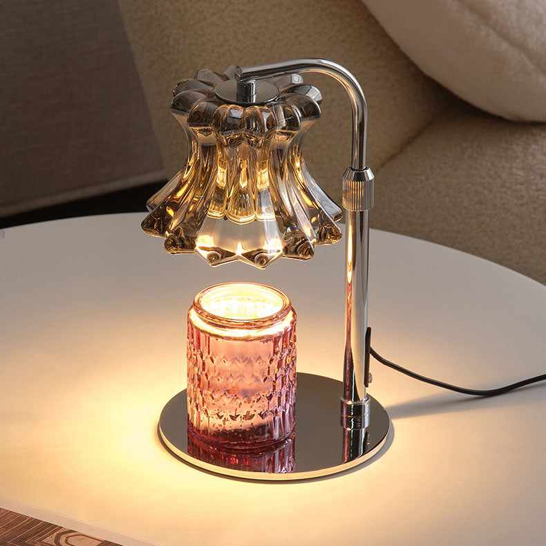 Floral Round Iron Glass Table Lamp