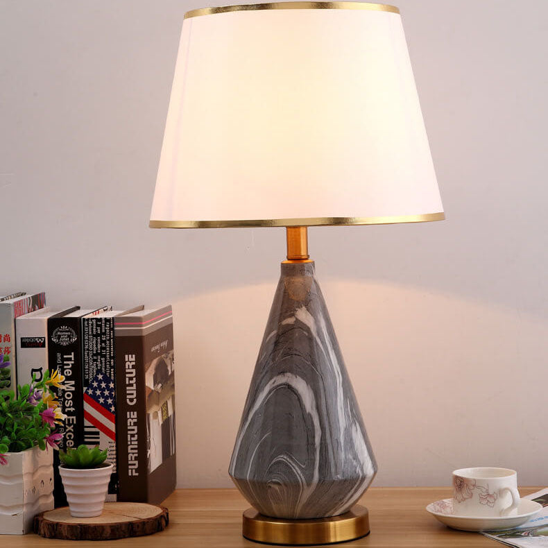 Fabric Lampshade Stone Pattern Table Lamp