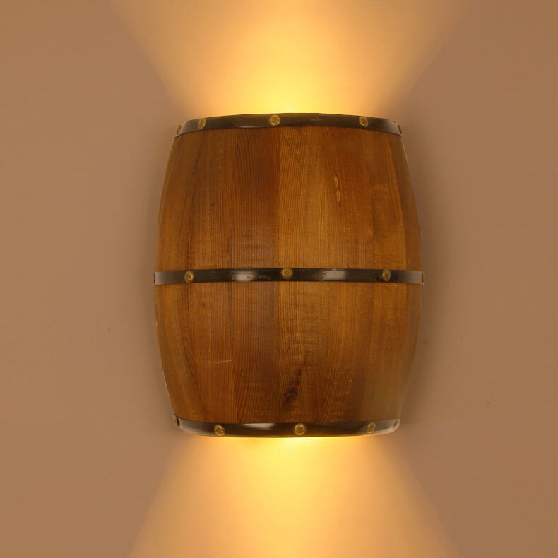 Half Barrel Wood Wall Lamp