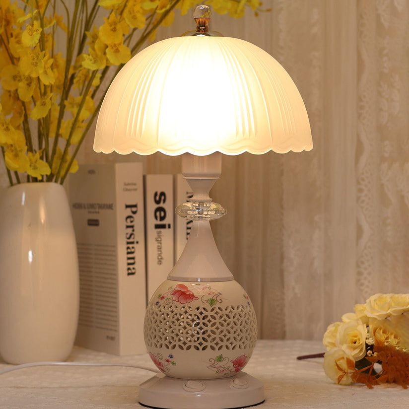 Flower Umbrella Glass Ceramic Table Lamp