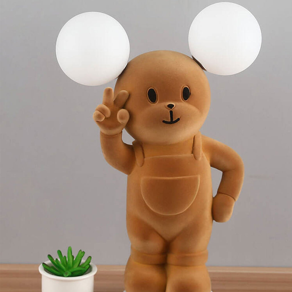 Cartoon Bear Khaki Resin Table Lamp