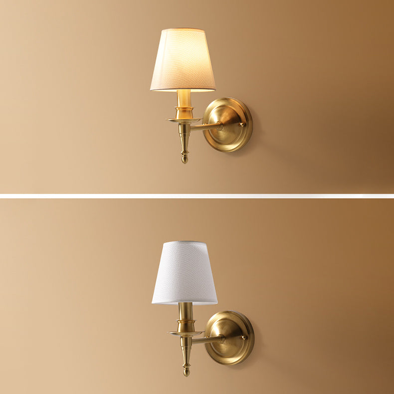 Fabric Copper Bedroom Wall Lamp