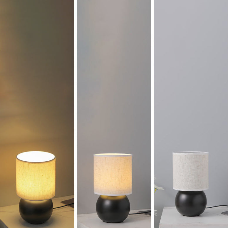 Round Orb Ceramic Fabric Table Lamp
