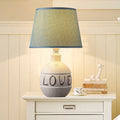 Round Ceramic Fabric Bedroom Table Lamp