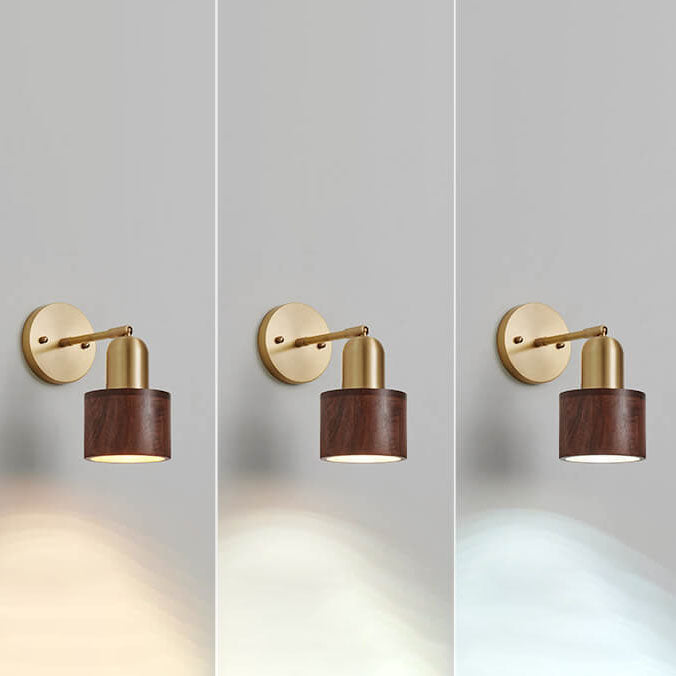 Copper Walnut Round Wall Lamp