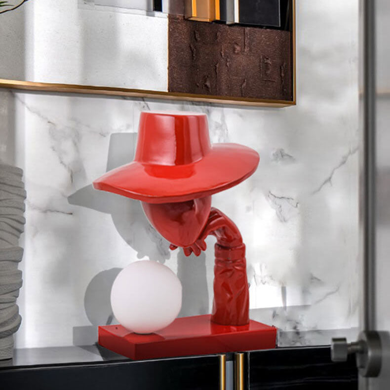 Abstract Hat-Wearing Human Figure Table Lamp