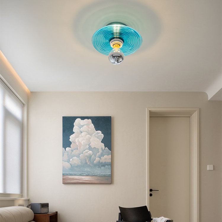 Wave Pattern Round Glass Wall Lamp
