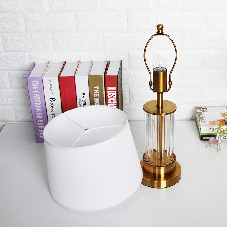 Round Cylinder Metal Crystal Table Lamp