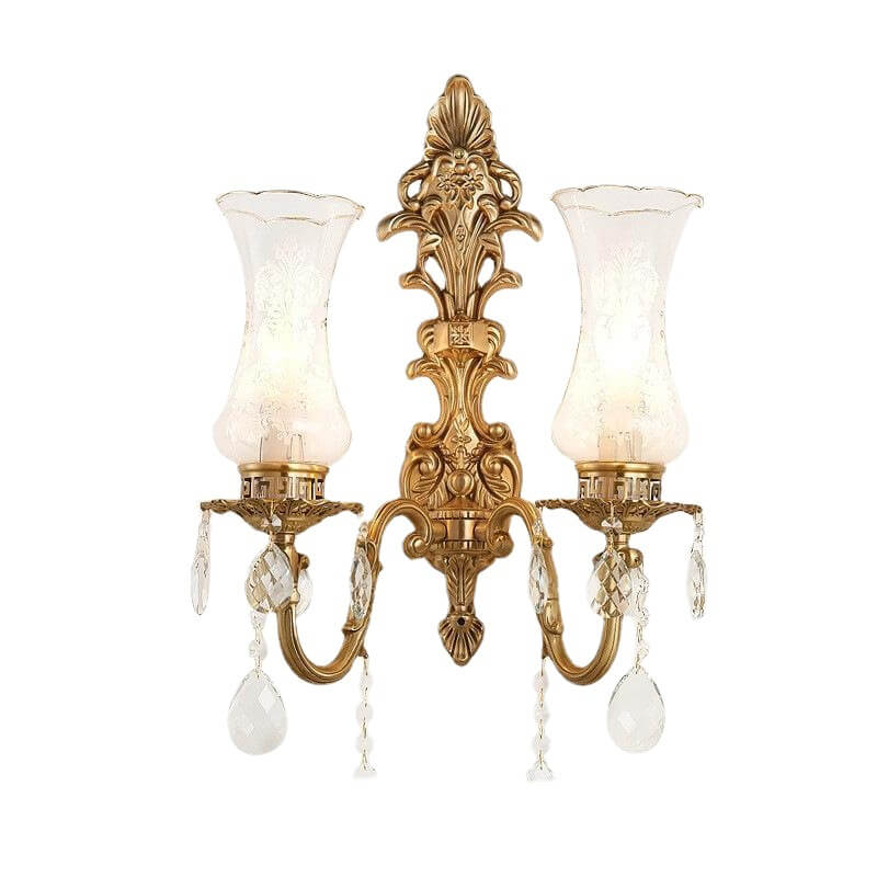 Crystal Candelabra Brass 1/2 Wall Lamp