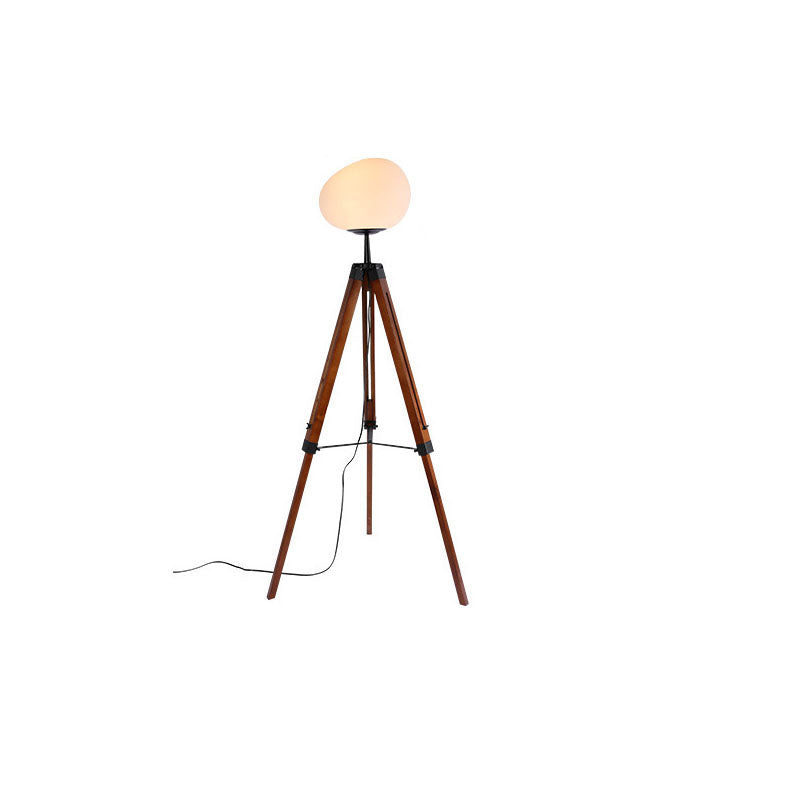 PE Round Wood Tripod Floor Lamp