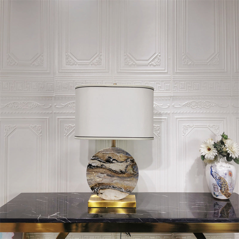 Round Rectangular Marble Fabric Table Lamp