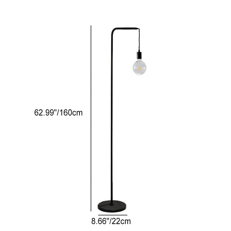 Black Iron Long Pole Floor Lamp