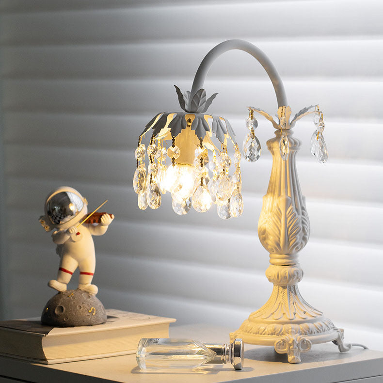 Crystal Beaded Iron Carved Table Lamp