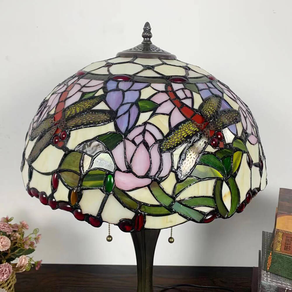 Umbrella Flower Dragonfly Alloy 2-Light Table Lamp