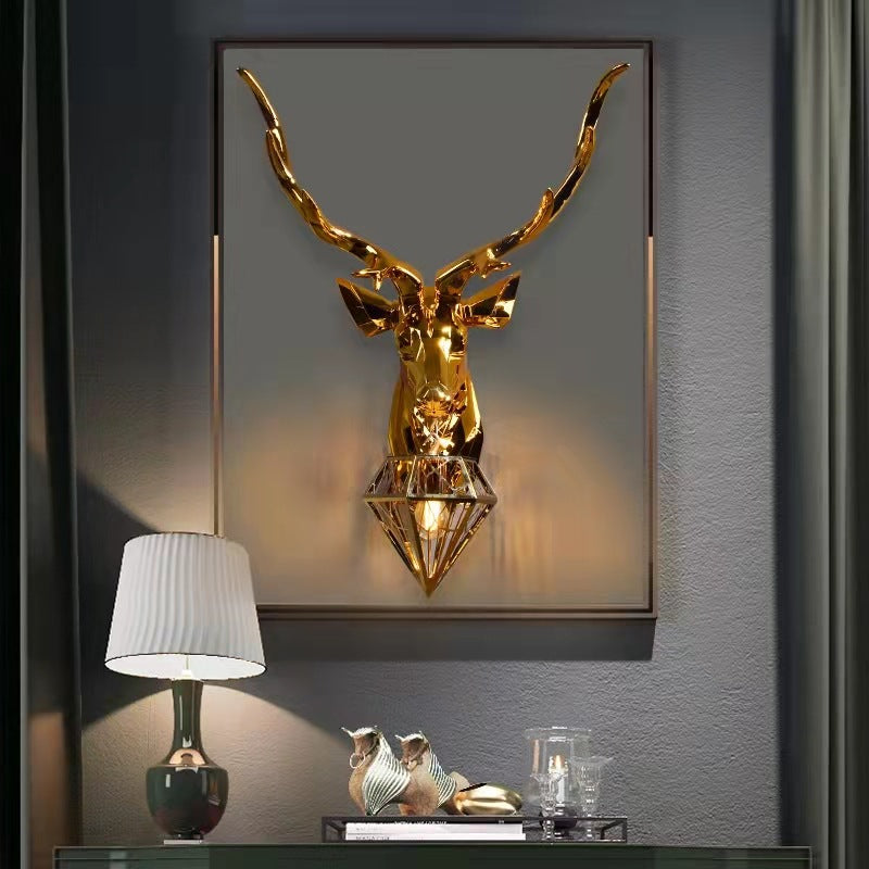 Deer Head Resin Living Wall Lamp