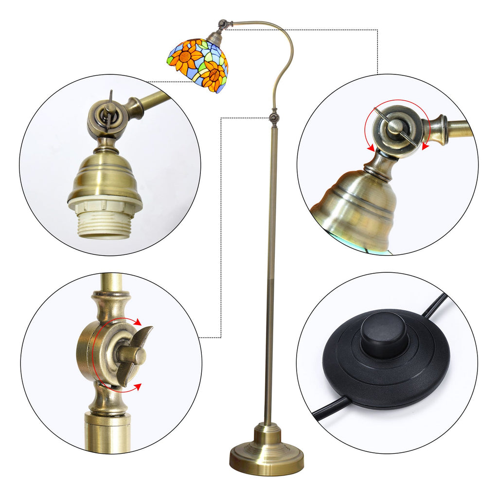 Iron Glss Dome Round Floor Lamp