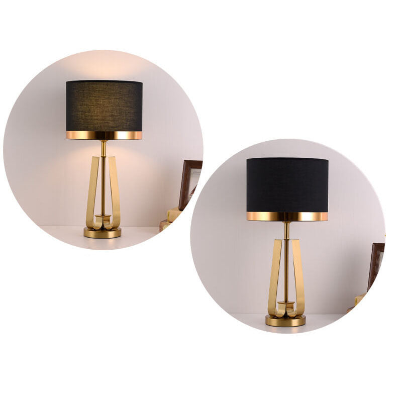 Black Fabric Gold Geometric Table Lamp