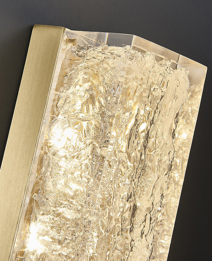 Brass Clear Resin Rectangular Wall Lamp