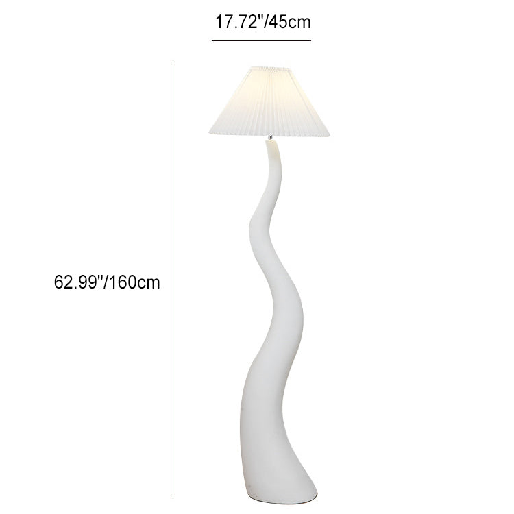 Tapered Waves Resin Fabric Floor Lamp