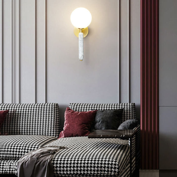 Ball Marble Straight Arm Wall Lamp