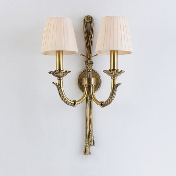 Floral Round Candle Holder 2-Light Wall Lamp