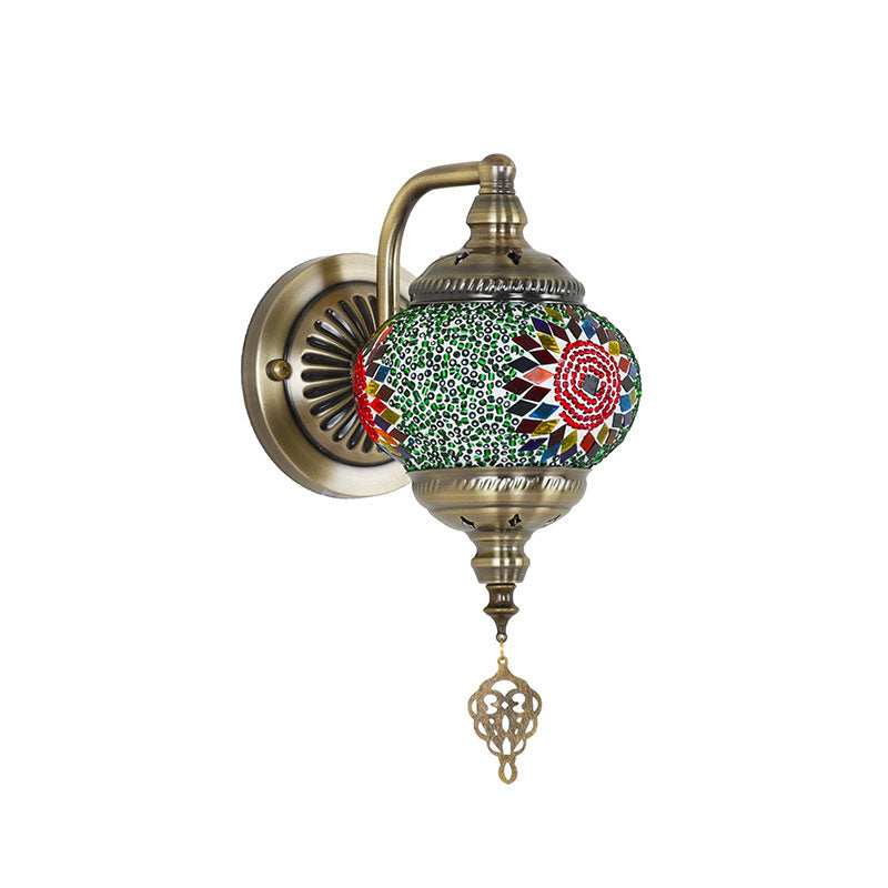 Iron Glass Mosaic Globe Wall Lamp