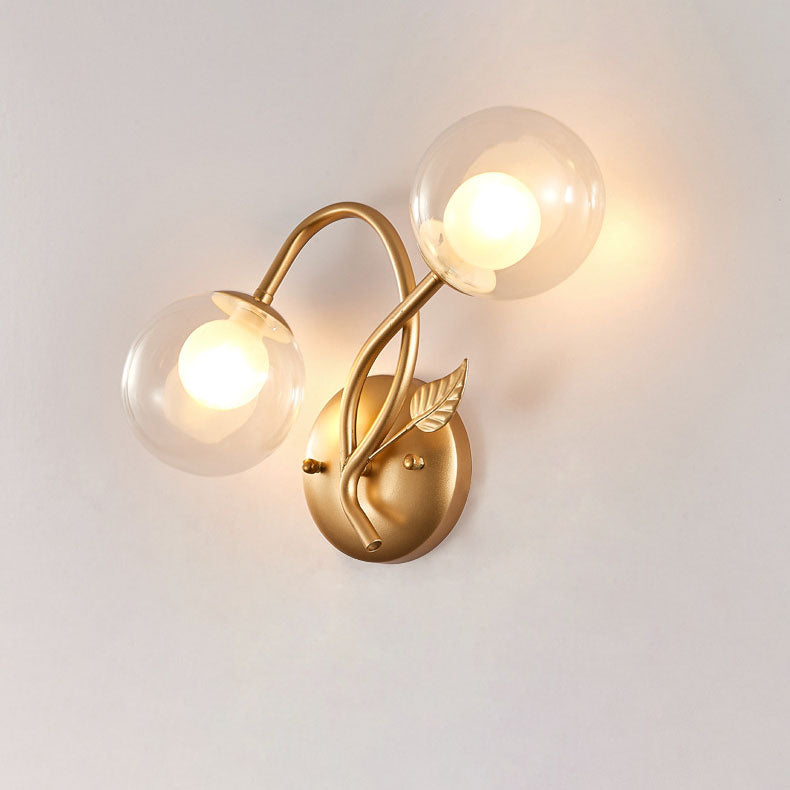 Branch Leaf Glass Ball 2-Light Wall Lamp