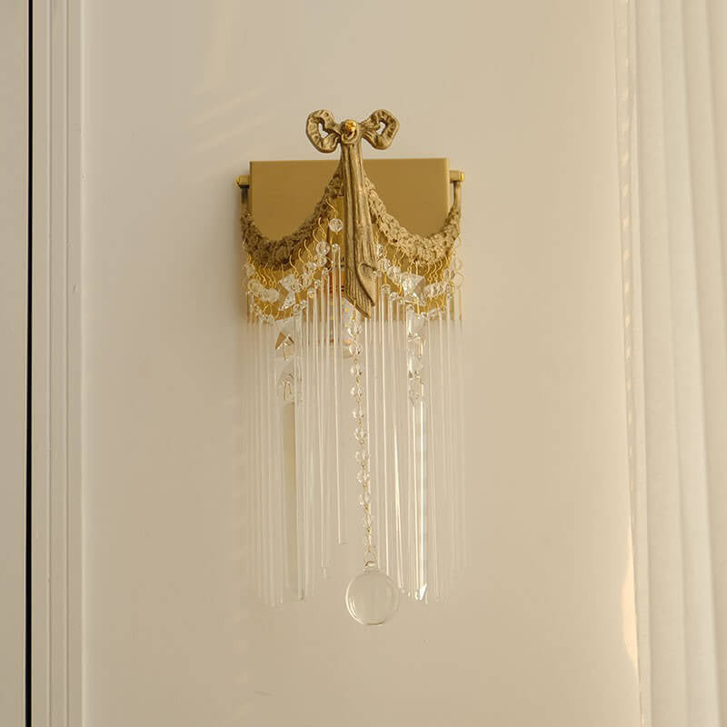 Brass Crystal Square Bow Wall Lamp