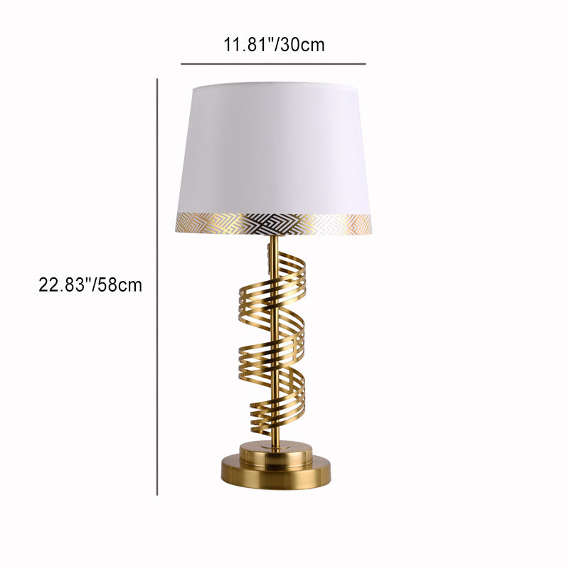 Cylinder Iron Fabric Bedroom Table Lamp