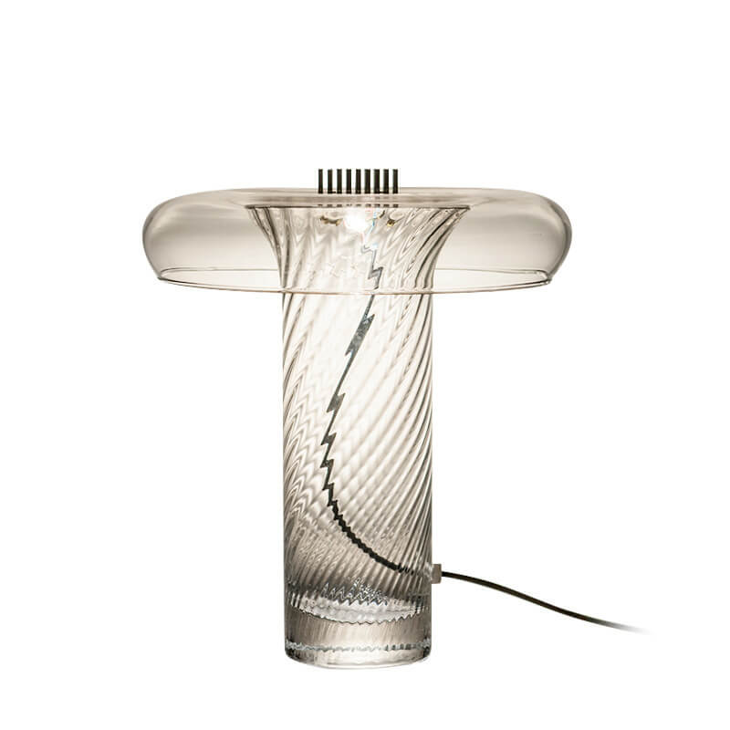 Floral Clear Glass Column Table Lamp