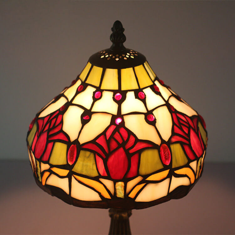 Tulip Stained Glass Cone Table Lamp
