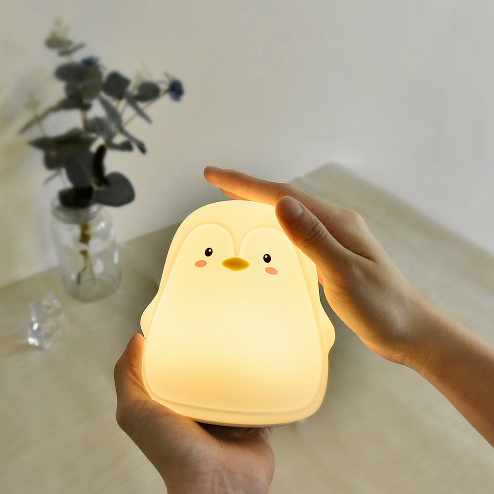 Cartoon Penguin Silicone Kids Table Lamp