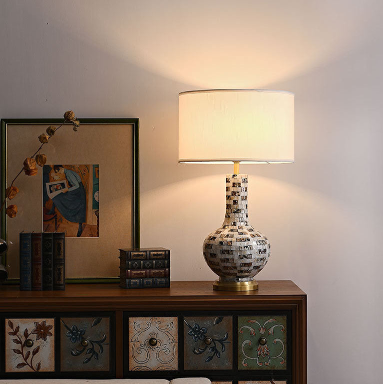 Canvas Shell Decor Vase Table Lamp