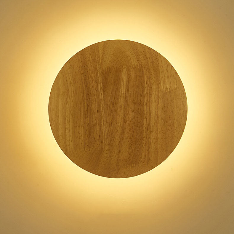 Round Irregular Oval Wood Wall Lamp