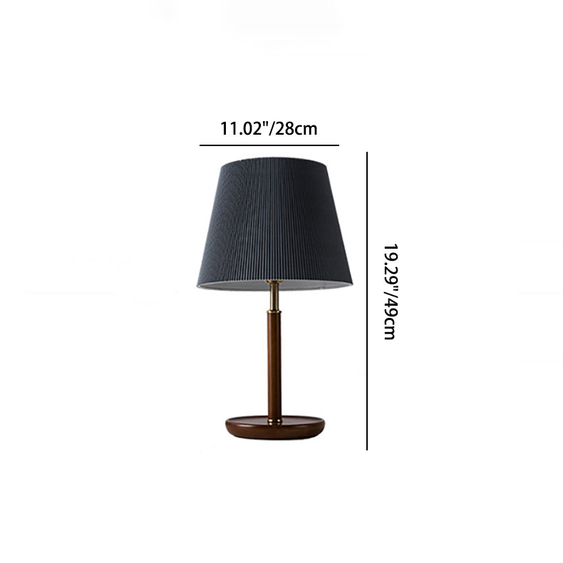 Pleated Fabric Wooden Bedroom Table Lamp