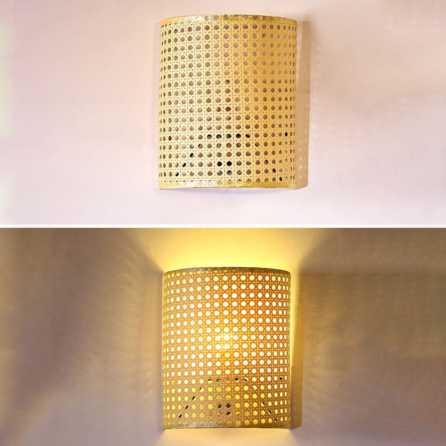 Rattan Semi-Cylinder Living Room Wall Lamp