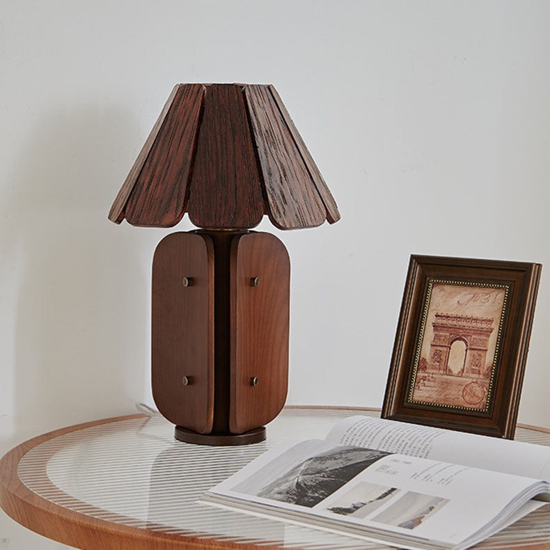 Rectangular Cone Brass Solid Table Lamp