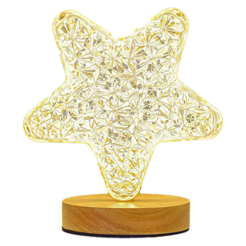 Acrylic Moon Star Wood Table Lamp