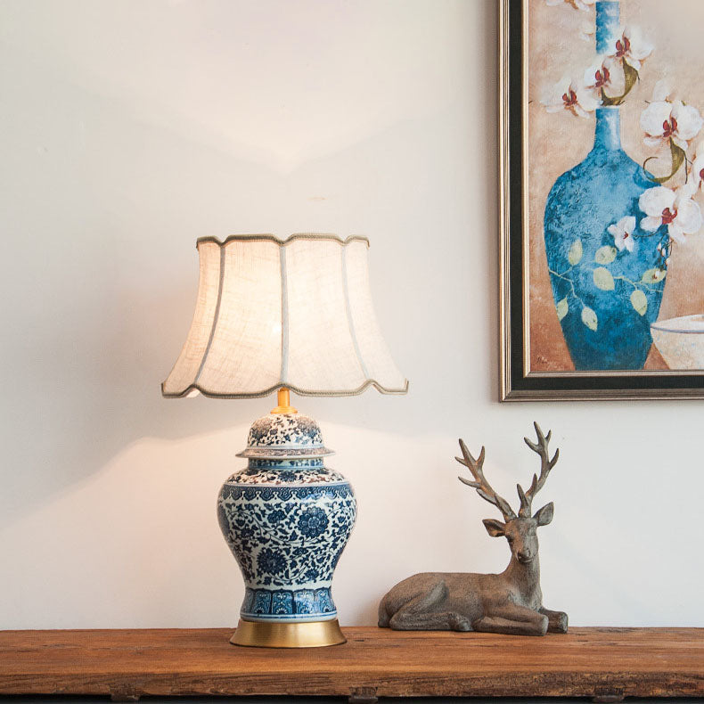 Vase Ceramic Fabric Bedroom Table Lamp