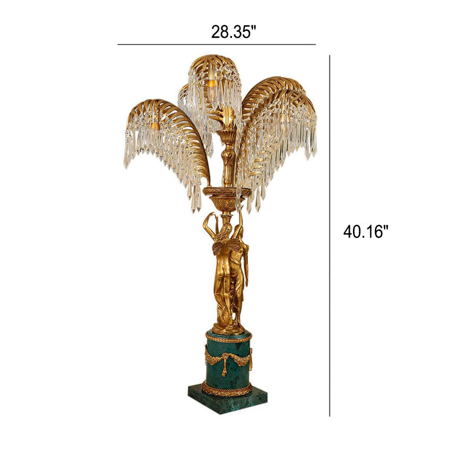 Brass Crystal Tree Angel 6-Light Table Lamp