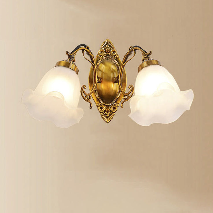 Iron Glass Flower Living 2-Light Wall Lamp