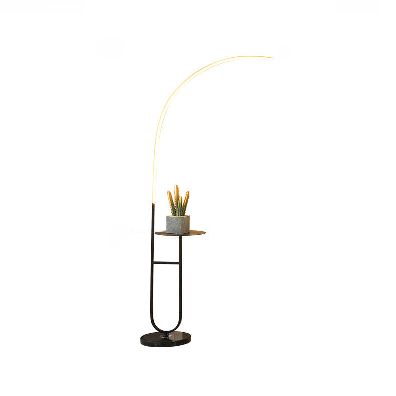 Arc Aluminum Strip Marble Floor Lamp
