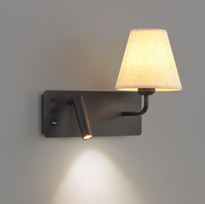 Iron Aluminum Fabric Cone Wall Lamp