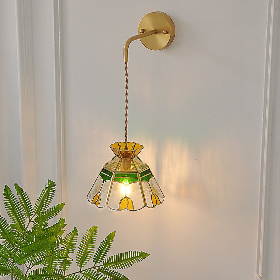 Stained Handmade Glass Tulip Wall Lamp
