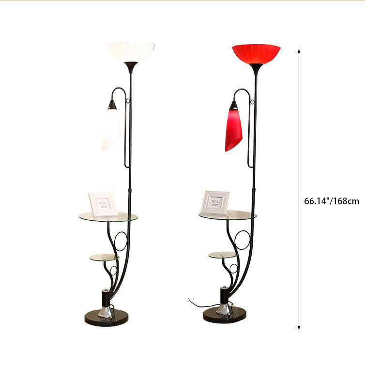 Flower Glass Table Iron 2-Light Floor Lamp