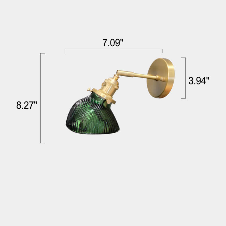 Emerald Glass Brass Straight Wall Lamp