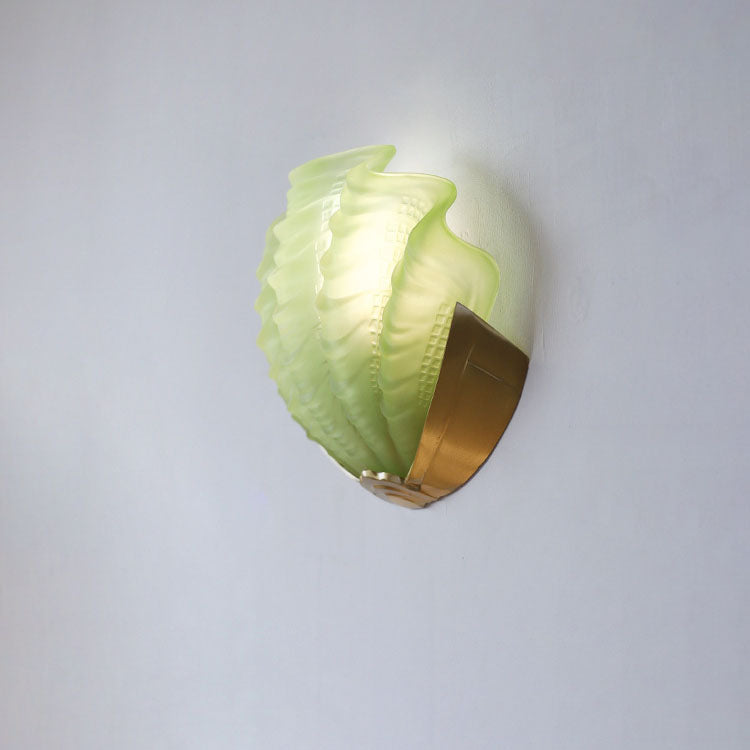 Shell Brass Glass Bedroom Wall Lamp